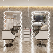 New Mesh Red Beauty Hair Shop Mirror Desk With Lamp Hair Salon Special Single Side Hot Dyeing Floor Barbershop Cut Hair Mirror Tide Store