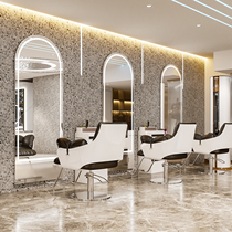 Net Red Beauty Hair Shop Mirror Desk With Lamp Hair Salon Special Single Side Hot Dye Area Floor Mirror Hairdressinge Haircut Mirror Tide Shop