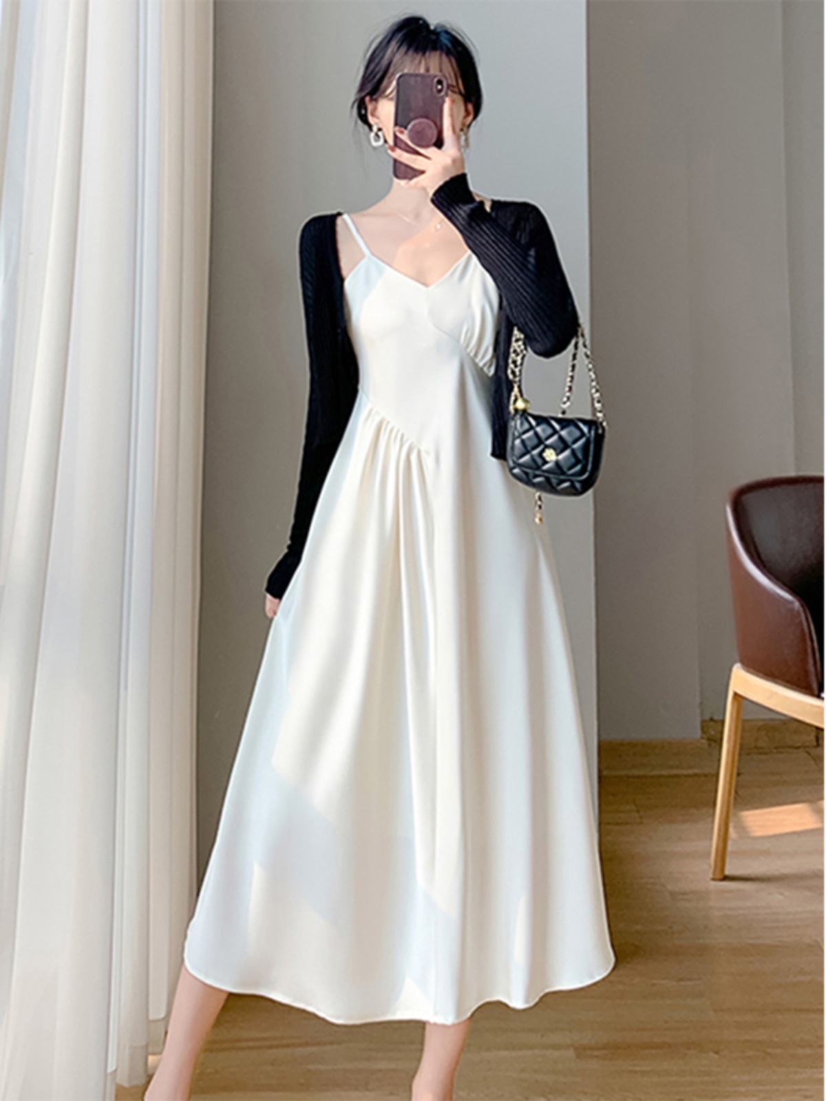 Summer dress, fitted brace, advanced long skirt, french style, A-line, high-quality style Summer dress, fitted brace, advanced long skirt, french style, A-line, high-quality style