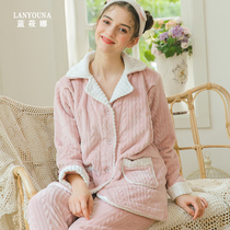 Autumn and winter thickened flannel month clothes postpartum pregnant women nursing flannel pajamas Maternal feeding November 12