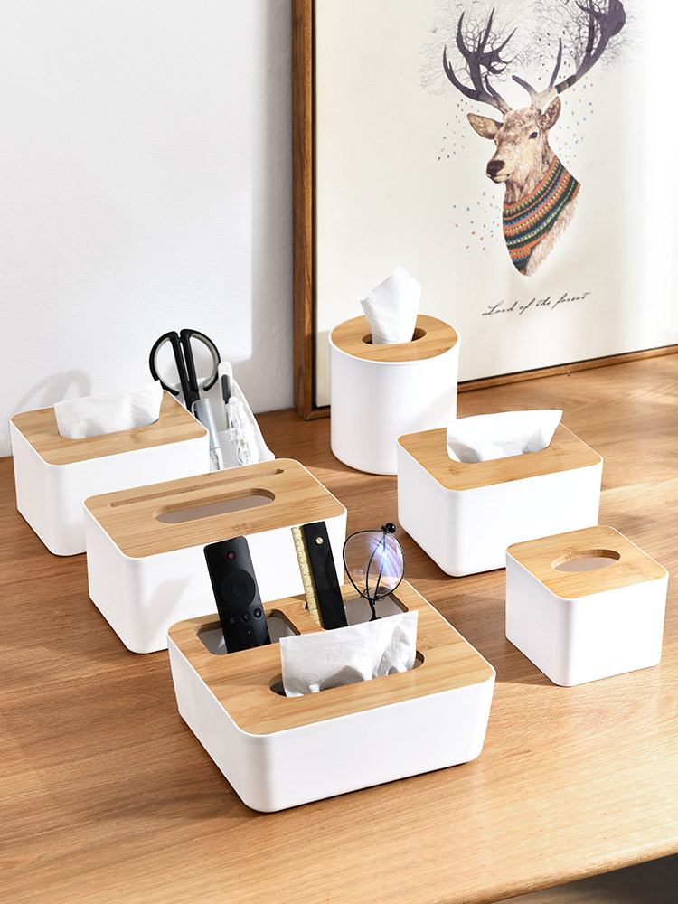 Paper Towel Box High-end Light Lavish Wood Toilet Paper Box Office Living-room Net Red Money Creative Design Sensuous Dining Room containing box