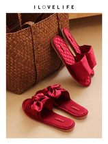Red home slippers Couple with one man and one woman married morning gown wedding shoes silk satin wedding shoes for a couple of summer stay