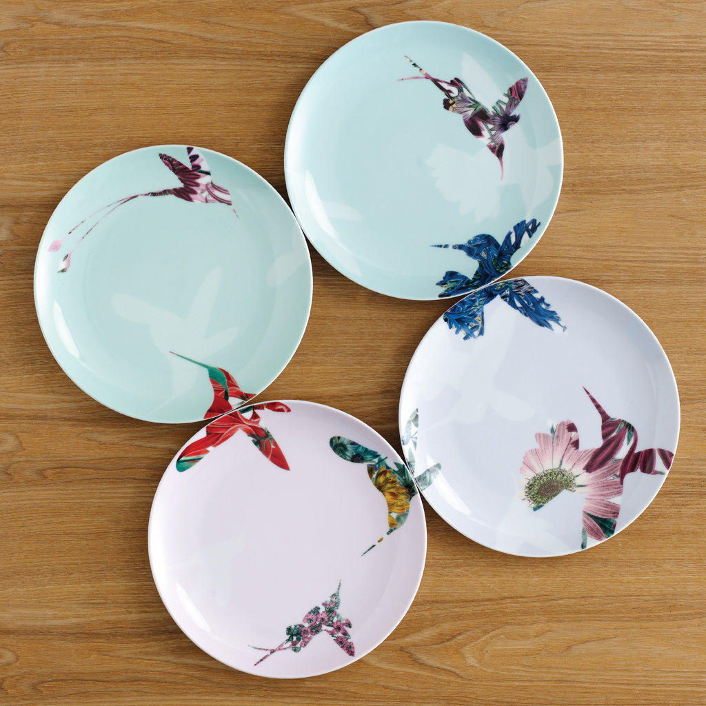 Mrs Loveramics love birds and flowers 20.50 cm flat household contracted western - style food dish plate 4 times