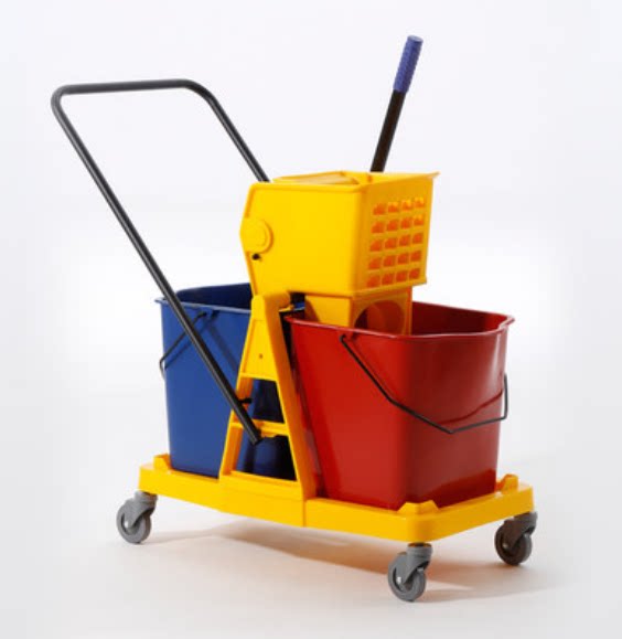 White Cloud AF08073 08074 Double trough Squeeze Water Squeeze Bucket 46L Wash Mop Bucket Hand Press Style Squeeze Bucket
