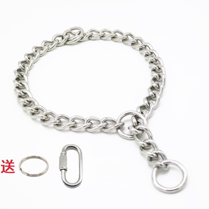 Stainless steel dog collar anti-rust small, medium and large dog collar golden retriever German Shepherd explosion-proof punch training dog P chain neck sleeve