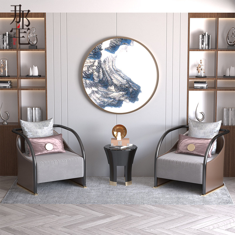 New Chinese style solid wood coffee table combination reception area conference room single chair hall modern minimalist zen furniture customization