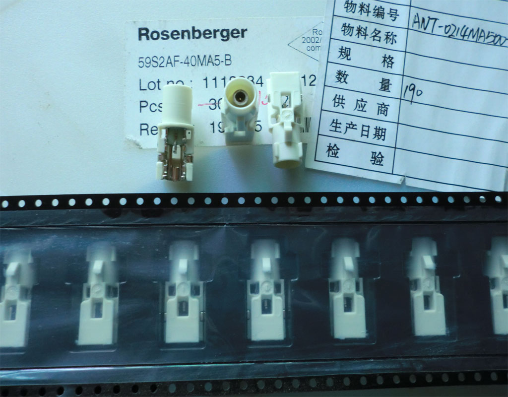 The agent ROSENBERGER automotive radio frequency seat connector 59S2AF-40MA5-B 59S2UF-40MA5-A