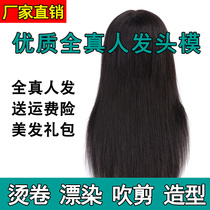 Hair salon Barber shop hairdressing model head hair cutting special dummy head model real hair full real hair apprentice can be hot and dyed