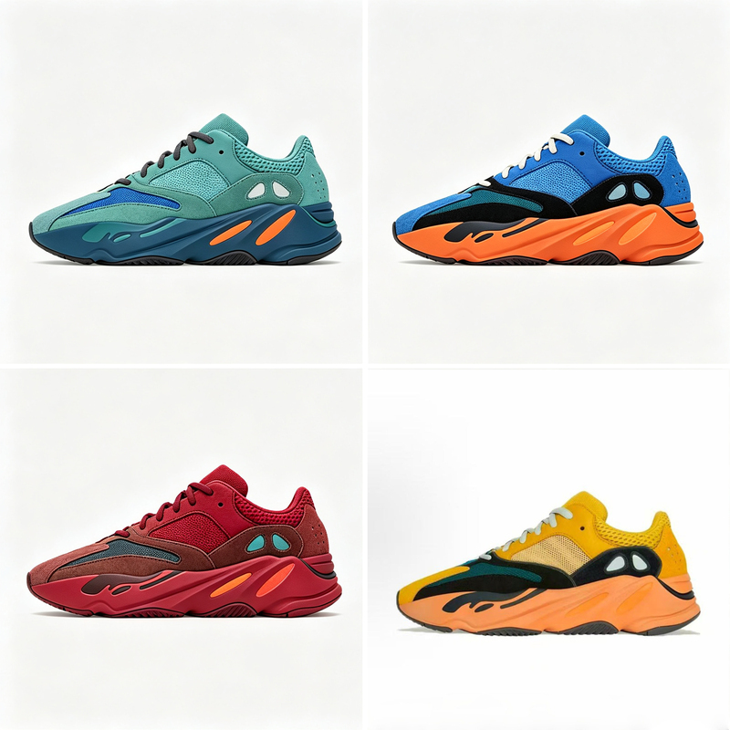 Sports Casual Running Shoes from Fujian Putian Official Website, Genuine Yeezy 700 Colorful Red Dad Shoes, Size 46