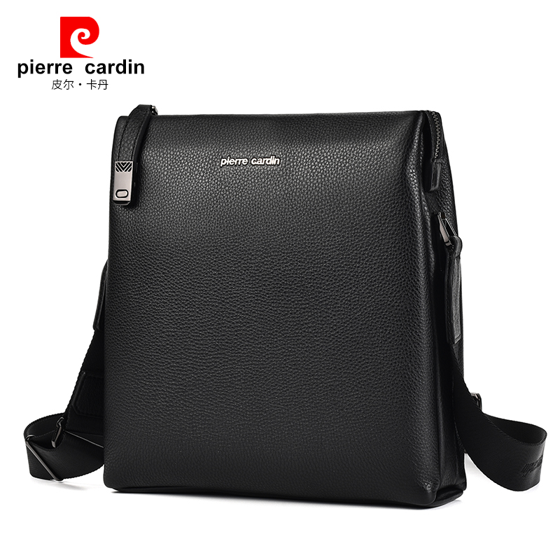 Pilkardan New Male Pack Black Casual Handbag Leather Lighted Cross-Backlett Cover Business Single Shoulder Pack Soft
