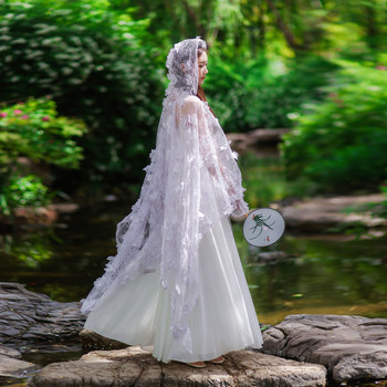 ແບບຈີນ lace hooded cloak ປ້ອງກັນແດດສອງສິ້ນຊຸດ
