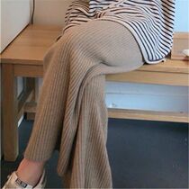 Pregnant Woman Pants Knitted Pants Spring Autumn 2021 New Spring Autumn Exterior Wearing Loose Broadlegged Pants Sports Casual Long Pants Spring