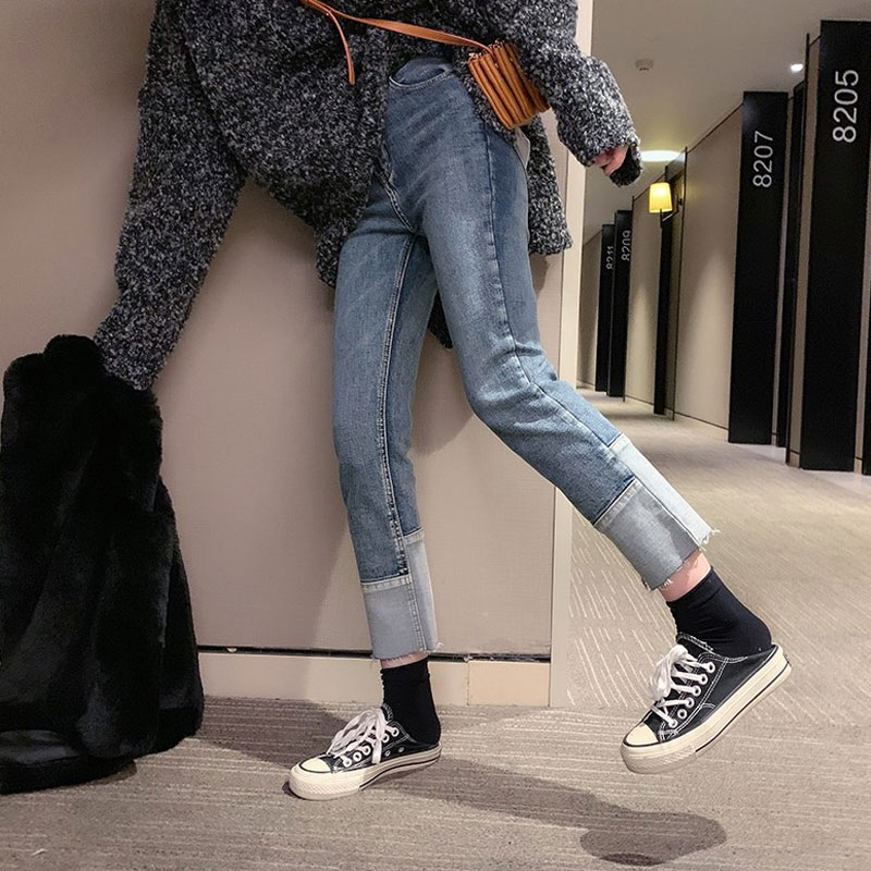 Pregnant Woman Jeans Spring Autumn Thin outside wearing 90% Fashion black loose straight cylinder Pants Tide Moms Fall Pregnant pants