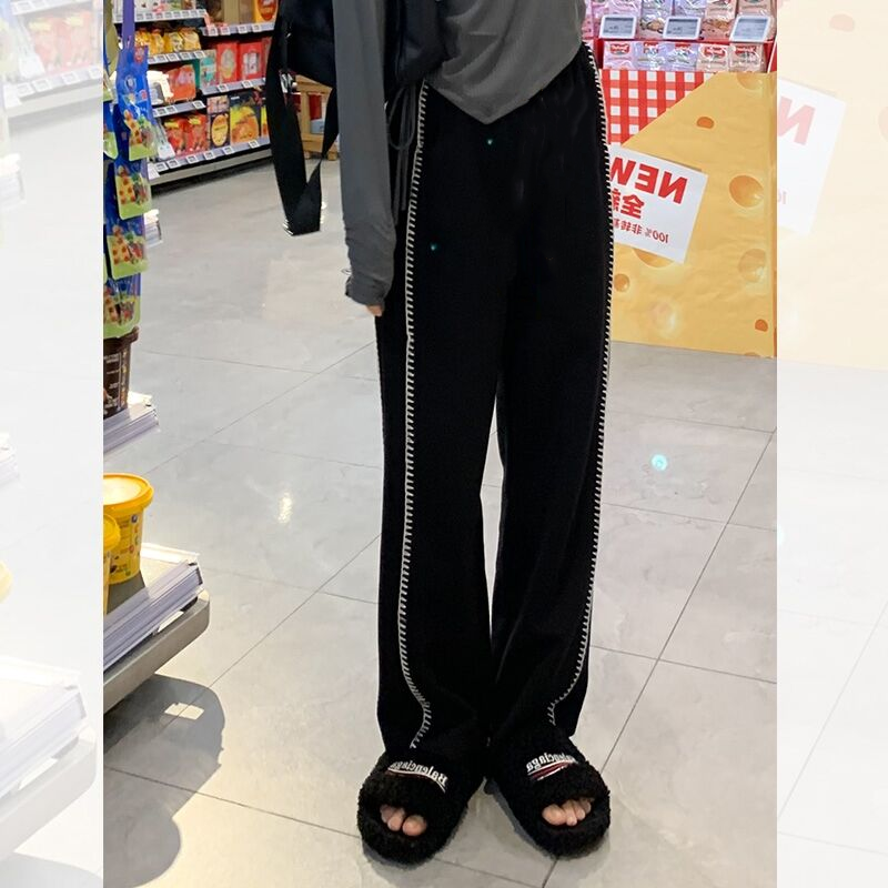 Pregnant Woman Athletic Pants Spring Autumn 2022 New Display Slim Pituality Casual Wide Pants Loose Straight Barrel Tug Pants Long Pants