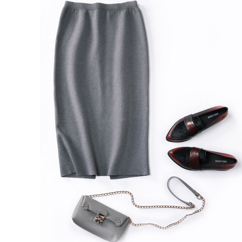 Pregnant women's one-step skirt slimming 2020 autumn and winter package skirt mid-length rear slit knitted package hip bottoming skirt