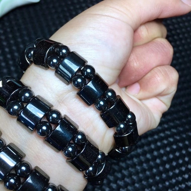 天然ブラックヘマタイトブレスレット、ユニセックス、ヘマタイトジュエリー、ギフト。