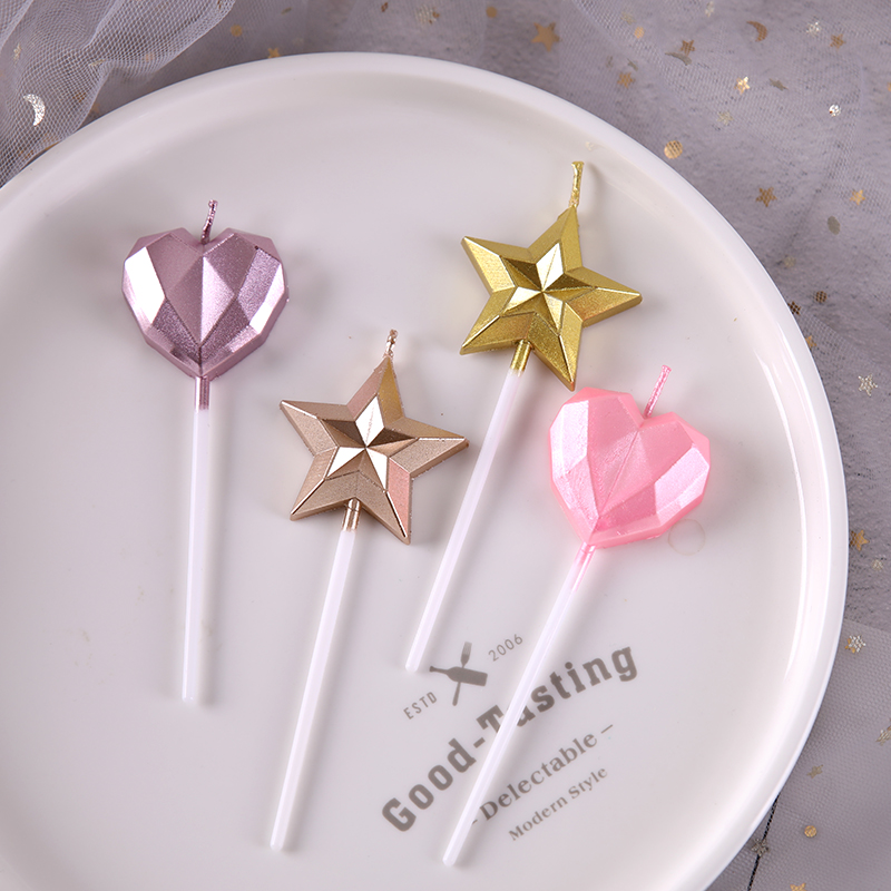 Birthday cake candle Metal stars diamond love proposal Birthday party creative romantic candle decoration