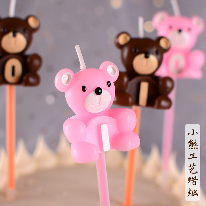 Baking Creativity Little Bear Digital Candle Cake Decoration Children Birthday Candles Cartoon Styling Smoke-free Candles Dress