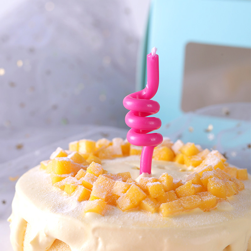 ins south korea wind candy color curve candle four colors upscale courseage personality banter birthday party cake decorations