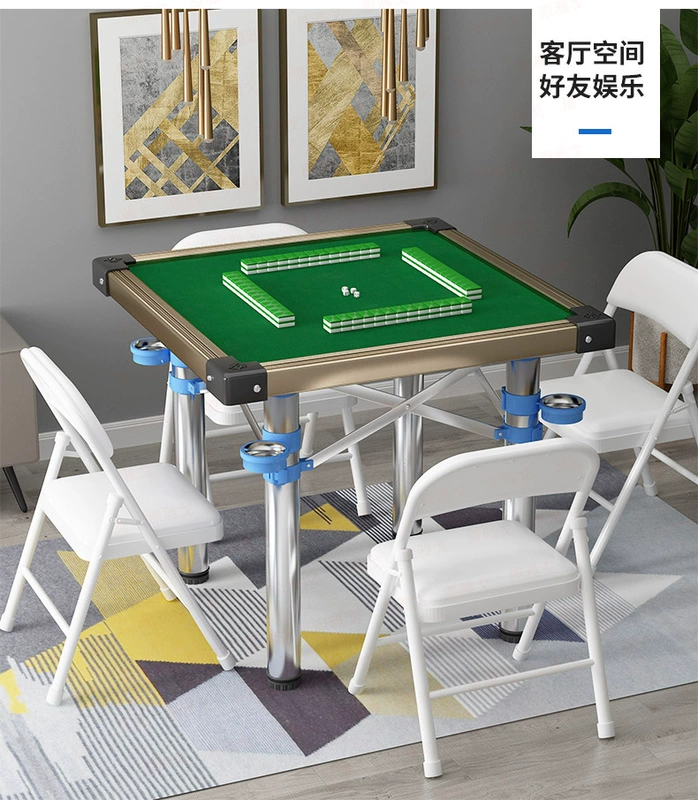 Hộ gia đình đơn giản di động Quetai poker bàn cờ bàn mạt chược nhỏ bằng tay cọ xát gấp mạt chược cờ vua hai mục đích bàn