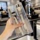 Stainless steel portable tableware box three-piece set spoon chopstick fork set student dormitory single storage box