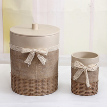 Trash can Cute girl ins Creative European bedroom small light luxury wind mini desktop household small living room tube