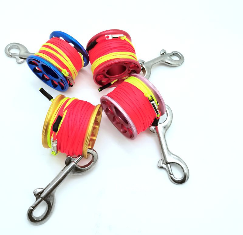 Low price promotion Mini aluminum alloy diving warning elephant pull SMB buoy retracting reel 30m flat line with hook