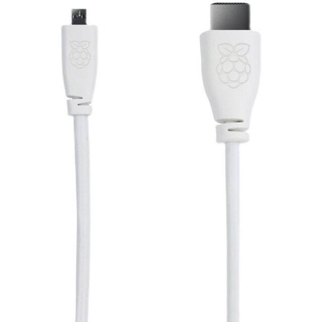 Official Original Raspberry Pi 4B Micro HDMI to HDMI Cable Supports 4K High-Definition Video Cable 1m White