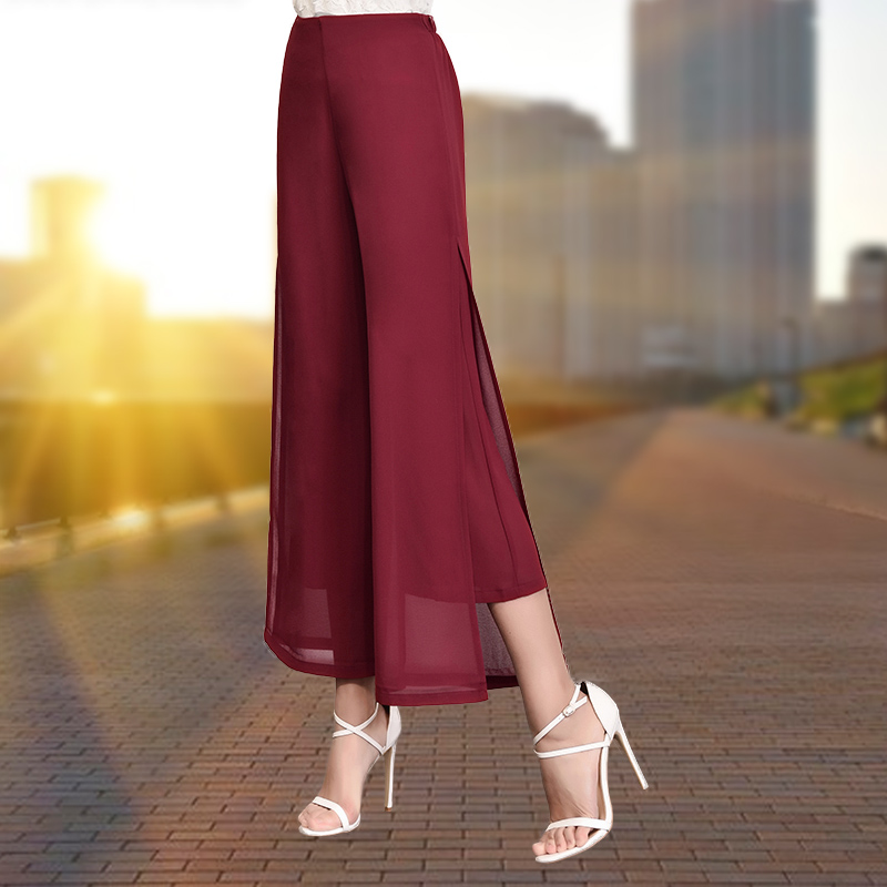 Snowspun Broadlegged Pants Woman 2022 Summer New style Han version High waist loose pituality 90% Pants Tennis Dress Pants Open Fork Wide Pants