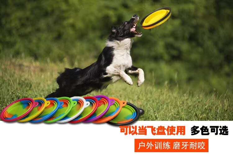 Silicone gấp đa chức năng mèo và con chó bát xách tay UFO VIP Teddy hyena đồ chơi đào tạo Frisbee kháng nhai đồ chơi cho mèo cào móng