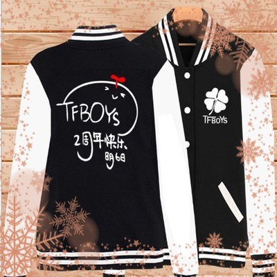 Tfboys quần áo Wang Yuan Wang Jun Kai Yi Qian Qian Qian với cùng một đoạn nam và nữ sinh viên áo len mùa thu và mùa đông áo len bóng chày - Thể thao sau quần áo chạy bộ adidas