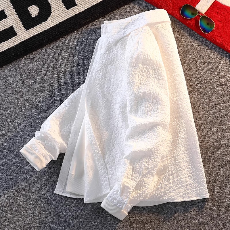 European Goods An&Lv/Angelababy American-Style White Shirt Jacket for Men, Summer Thin Casual Sun Protection Clothing, Trendy European Goods An&Lv/Angelababy American-Style White Shirt Jacket for Men, Summer Thin Casual Sun Protection Clothing, Trendy