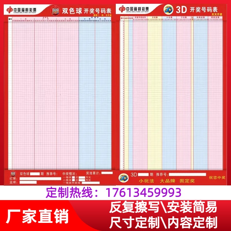 Lottery Chart for the Double Color Ball 3D Lottery/Happy 8 Distribution Chart with Continuous Scrolling/Aluminum Alloy Frame