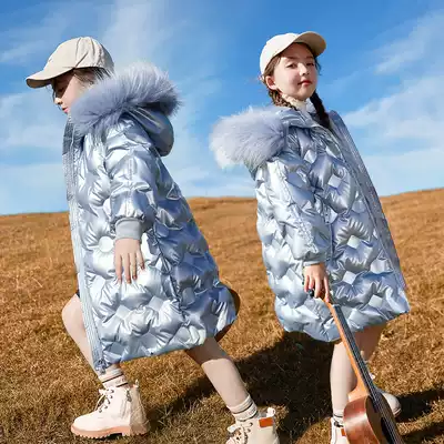 next inss girls down jacket winter 2021 new Western style middle and large children thickened children's medium and long version of the jacket