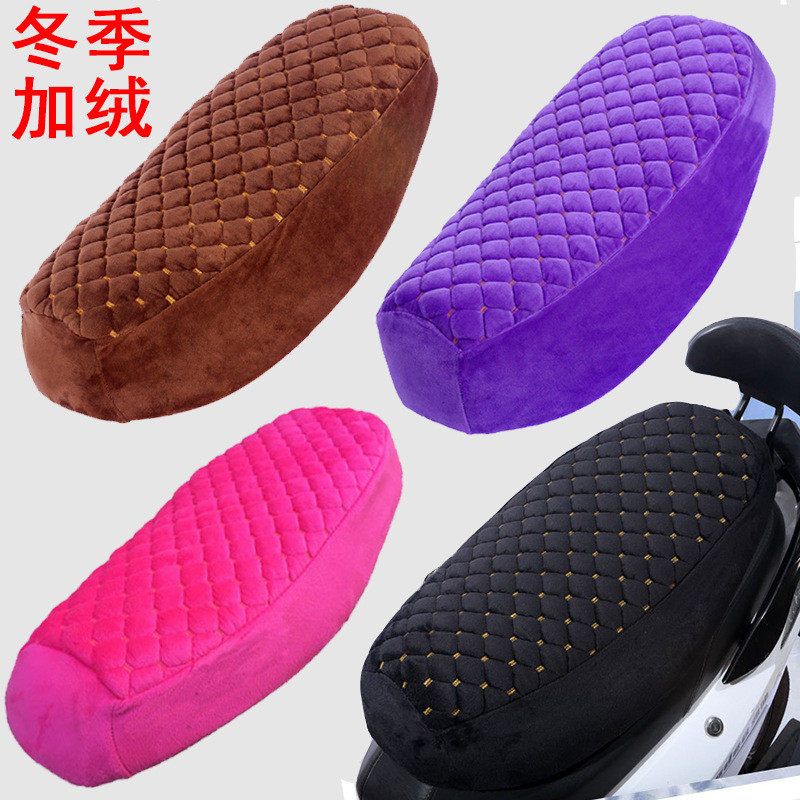 Electric battery motorcycle cushion cover Seat cover thickened winter warm cover Soft and comfortable sponge plus velvet Yadi cotton