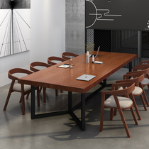Solid wood conference table simple modern long table desk desk rectangular large negotiation table and chair combination custom long table