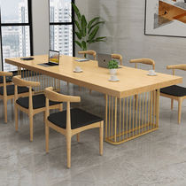 Nordic light luxury solid wood conference table long table simple modern long table desk large negotiation reception training table