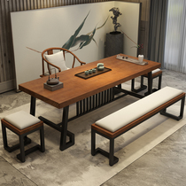 Simple solid wood tea table office tea table and chair combination new Chinese Zen tea table reception negotiation drinking tea table small