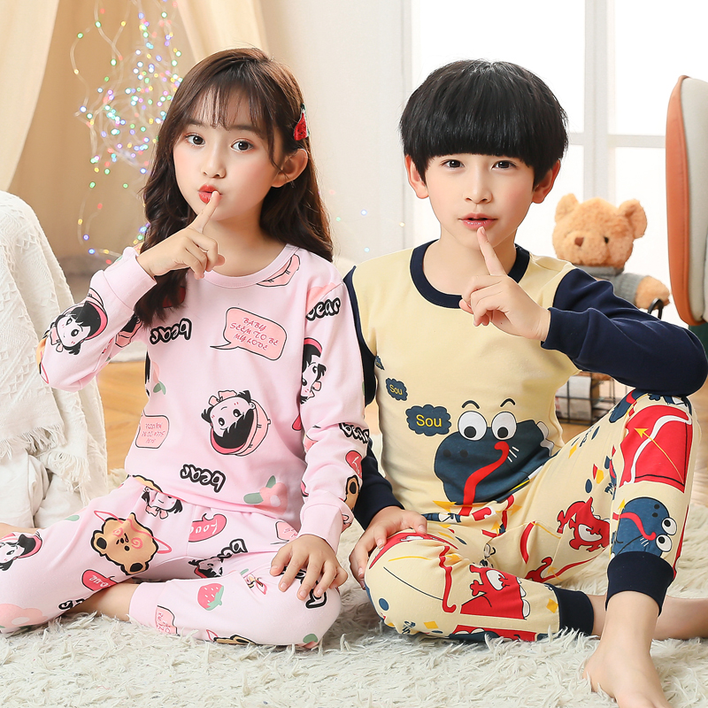 Spring Autumn Thin Baby Cotton Sweatshirt Boy Girl Autumn Clothes Pants Children Underwear Sets Pure Cotton Girl Sanitary Clothing Sanitary Pants Pyjamas