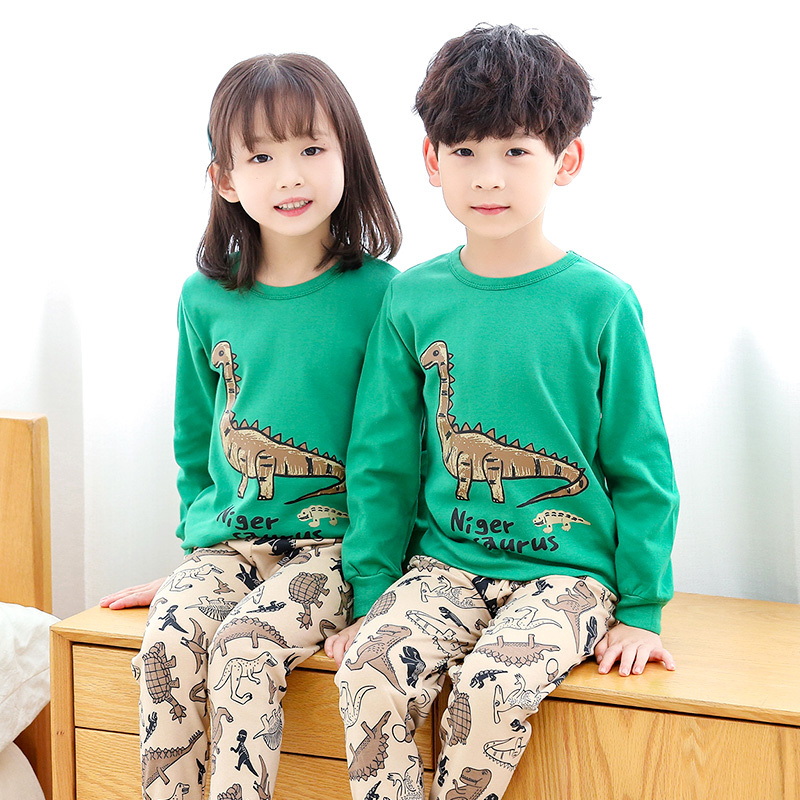 Children's underwear sets spring autumn pure cotton thin section male and female red dinosaur pyjamas baby full cotton warm autumn clothes sanitary pants