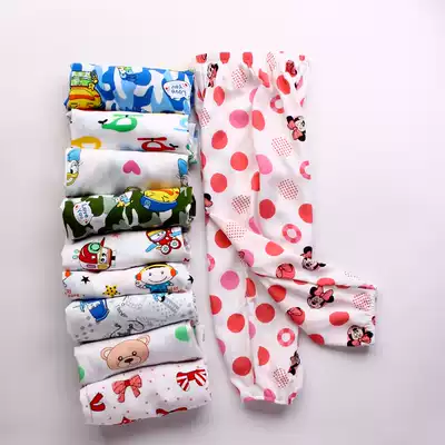 Children's anti-mosquito pants Summer ultra-thin boys and girls cotton silk cotton bloomers loose pants Artificial cotton baby pajamas