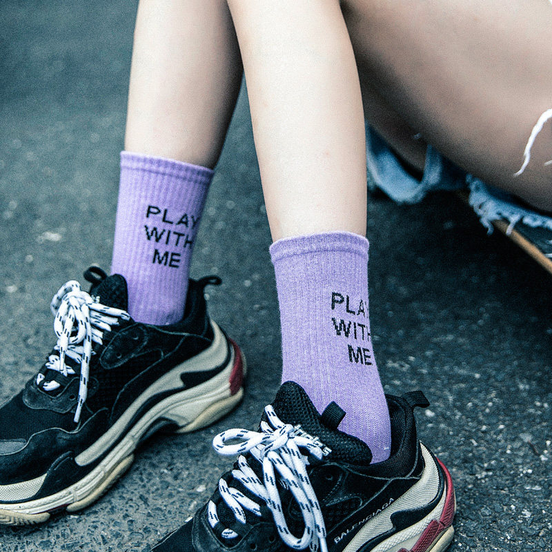 Mid-tube socks women Korean ulzzang cotton Japanese sports socks skateboard hip-hop hip-hop soft girl high waist socks trendy