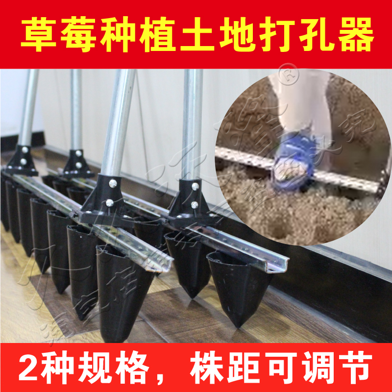 Strawberry seedling transplanting planting nesting nesting press hole digging pit eye punch hole punching artifact auxiliary seedling transplanter
