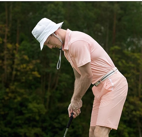 American Pga Golf Clothing Men's Summer Suit Short-Sleeved Sports T-Shirt Quick-Drying Stretch Shorts Fashionable Pink