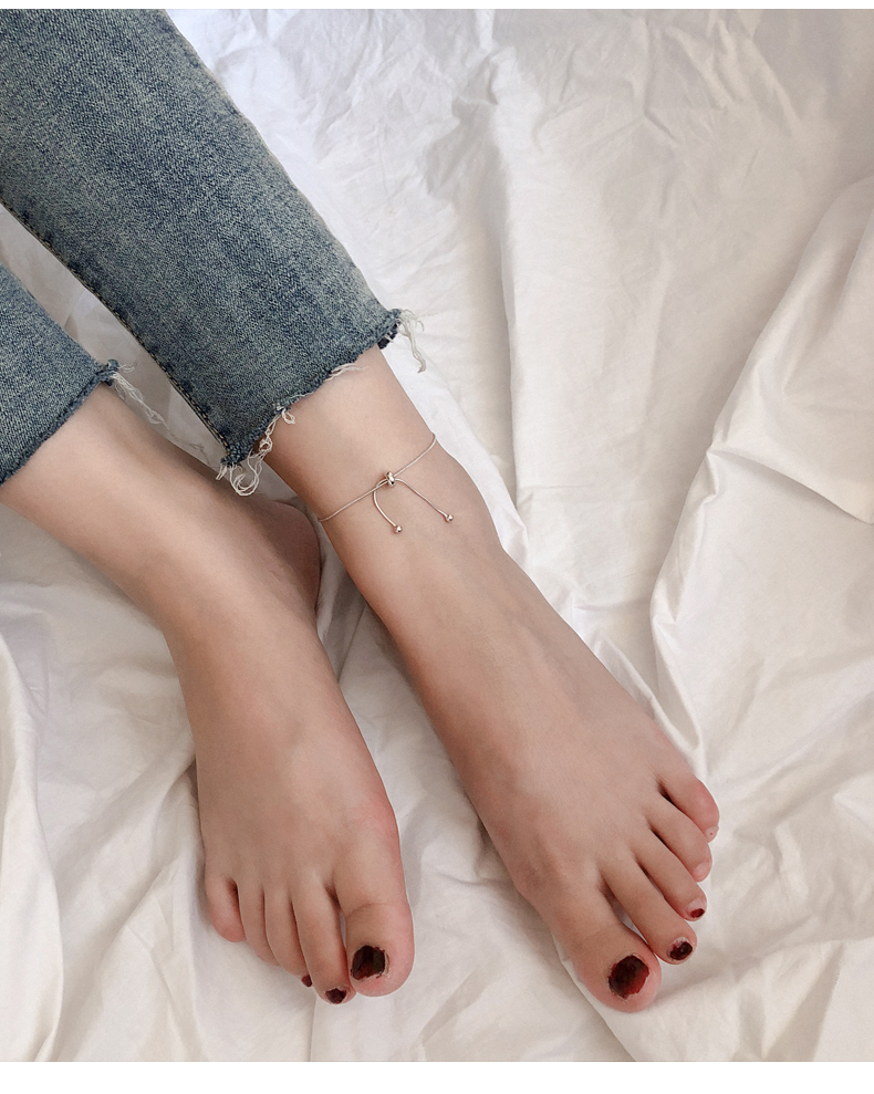 S925 bạc nguyên bản thiết kế hốc đeo tay hai đeo 2019 mới vòng chân nữ phiên bản Hàn Quốc của chàng sinh viên giản dị gợi cảm Sen - Vòng chân lắc chân vàng 18k