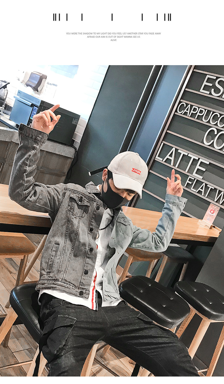 Áo khoác denim nam phiên bản Hàn Quốc theo xu hướng của học sinh bf gió Áo khoác ngoài mỏng cho bé trai áo khoác gió Hong Kong đẹp trai - Cao bồi style vintage nam