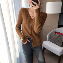  Aunt Cui customized pit cardigan lazy wind long-sleeved v-neck knitted cardigan slim-fit bottoming top female thin