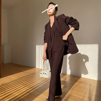 Cui Aunt Customised Smoking Three Sets Casual Suit Jacket Woman Manmade Waistcoat Slim Straight Fit Slim Fit Pants Three Sets