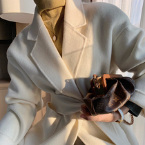  Aunt Cui customized classic quality cashmere coat temperament lapel double-sided Ni over-the-knee jacket female autumn and winter
