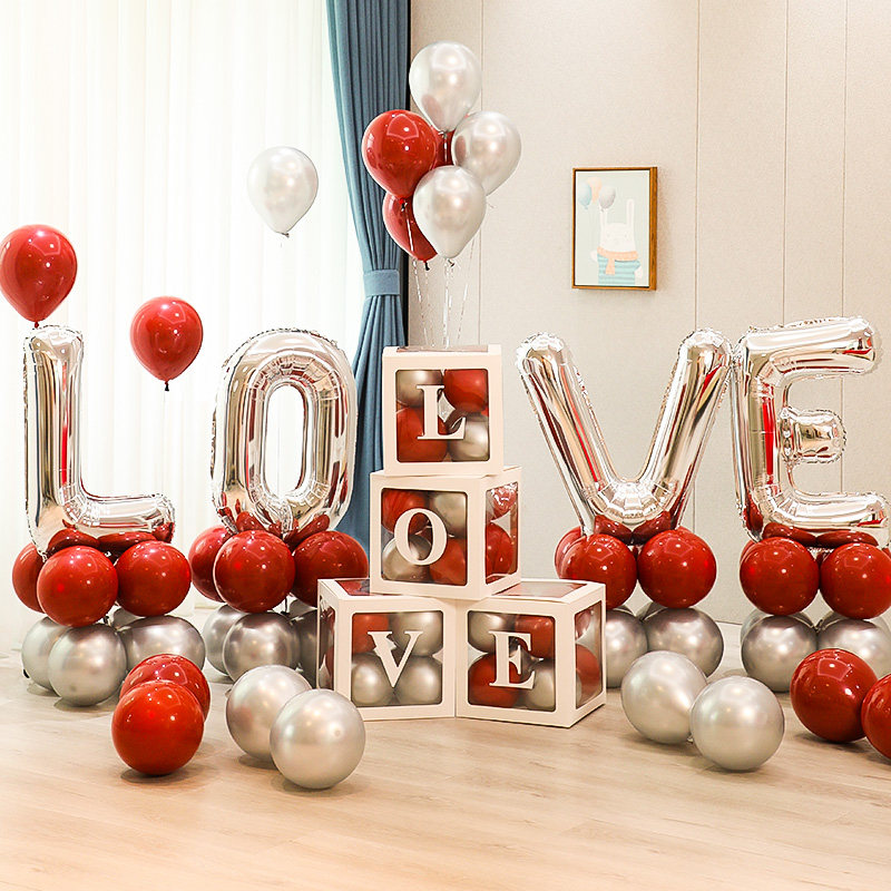 love letter aluminum film balloon decoration wedding house wedding scene placement wedding wedding wedding net red transparent box suit